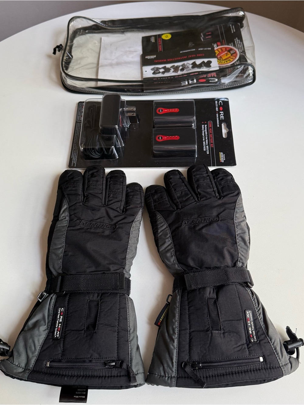 Core Heat Snow Gloves Size XL Heated Rechargeable Battery Kit Gerbing Black